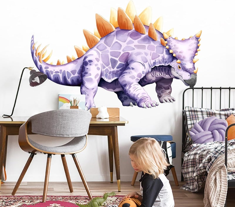 Decvictor Large Dinosaur Wall Decals, Purple Stegosaurus Dino Wall Stickers Vinyl Peel and Stick Wall Decal Self Adhesive Wall Art Sticker for Baby Nursery Kids Room Home Decor (42.1 * 51.2in) - Image 3
